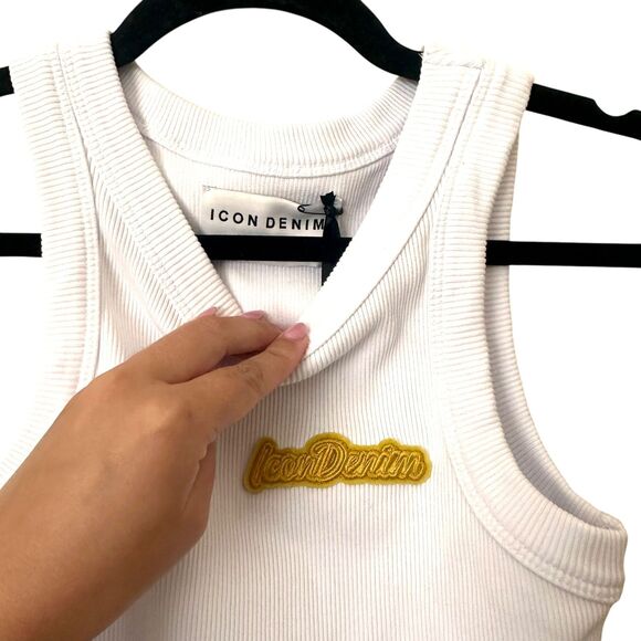 ICON DENIM Raya Ribbed Tank White NWT XS - Picture 4 of 6